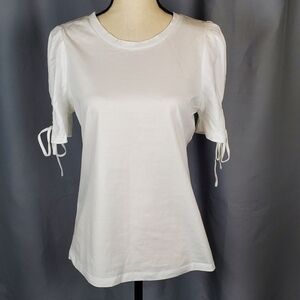 Lea & Viola white scoop neck blouse, size M